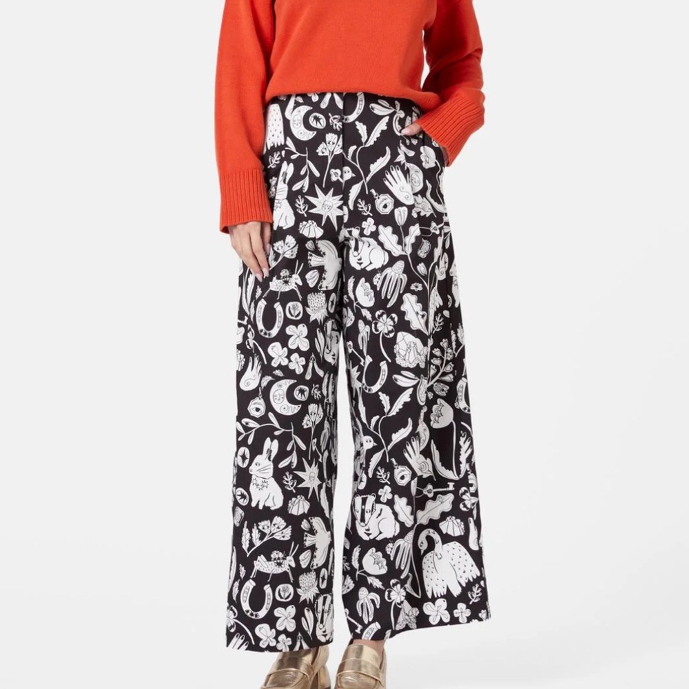 Gorman Black and White Graphic Wide-Leg Pants